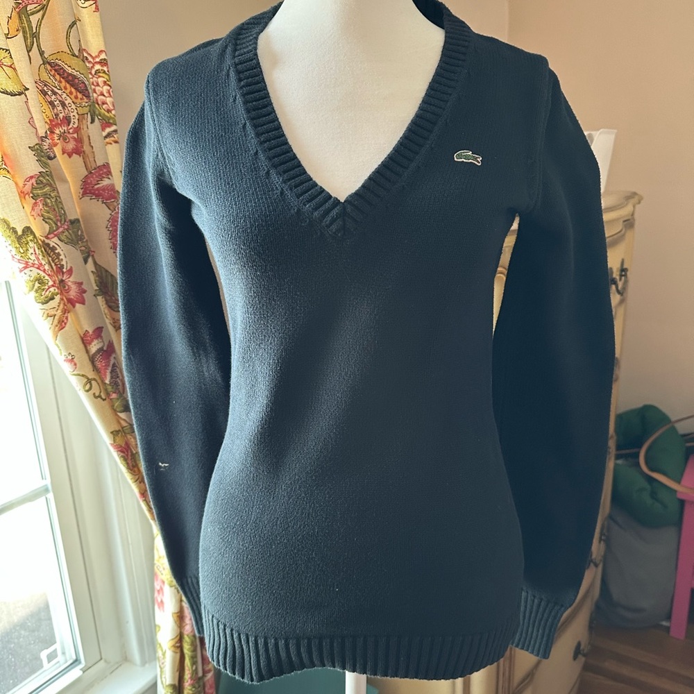 Lacoste size 36 100% cotton black sweater.